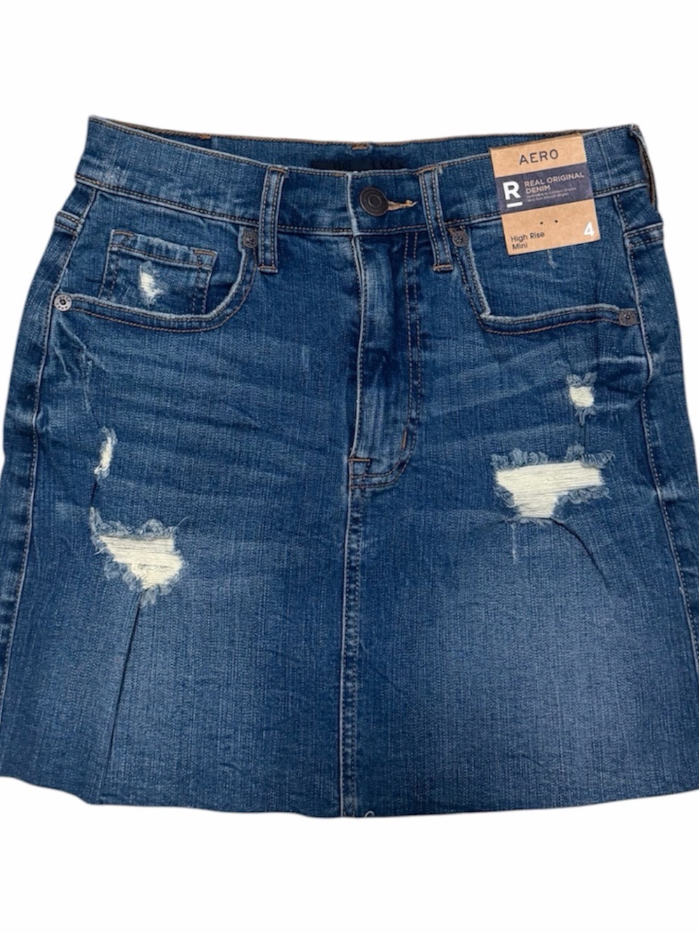 Aeropostale Blue Distressed Denim Mini Skirt